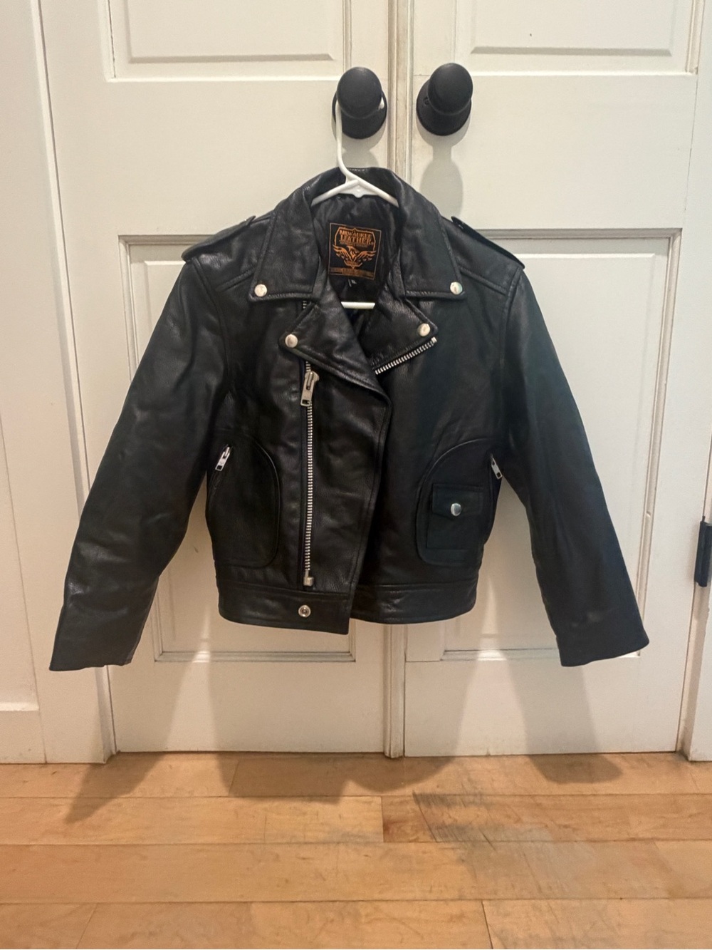 Kids Black Leather Moto Jacket